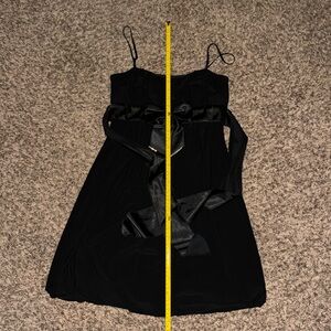 Little black dress with diamond studded black bow in front